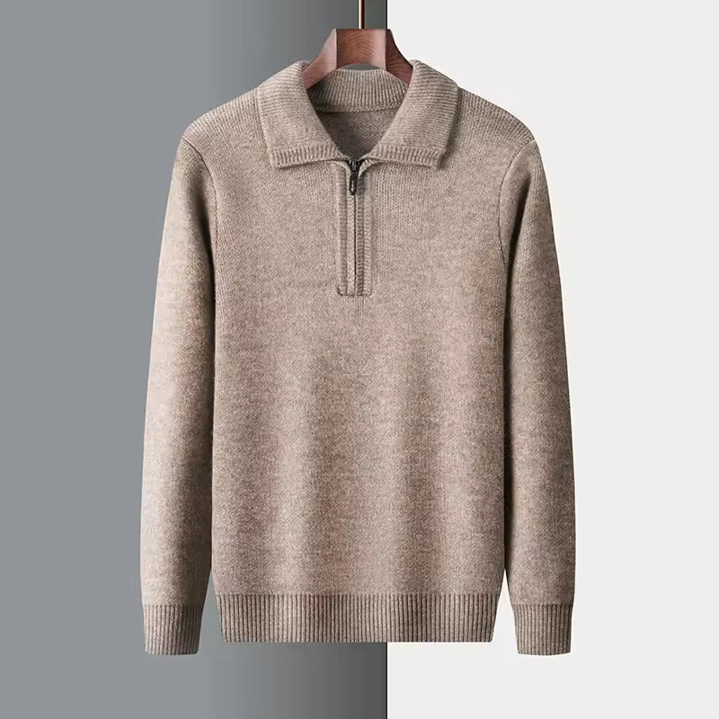 100% CASHMERE QUARTER ZIP SWEATER