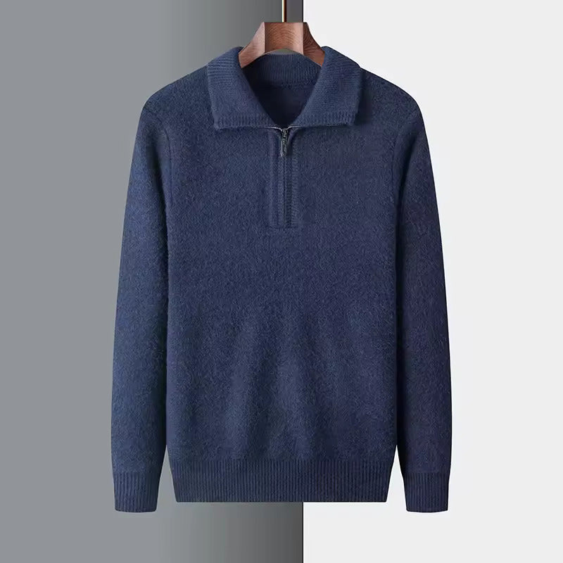 100% CASHMERE QUARTER ZIP SWEATER