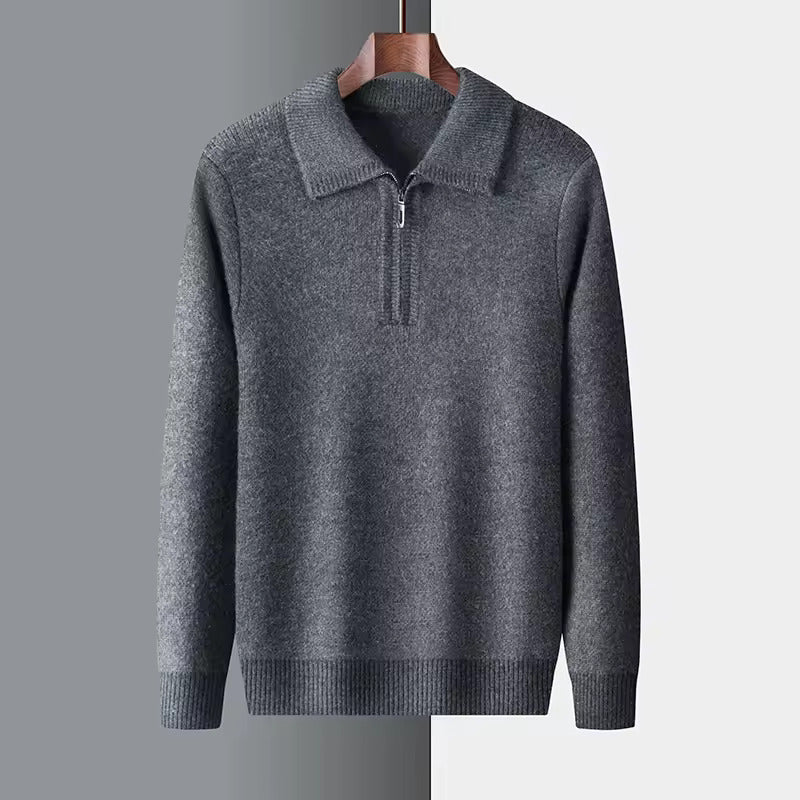 100% CASHMERE QUARTER ZIP SWEATER