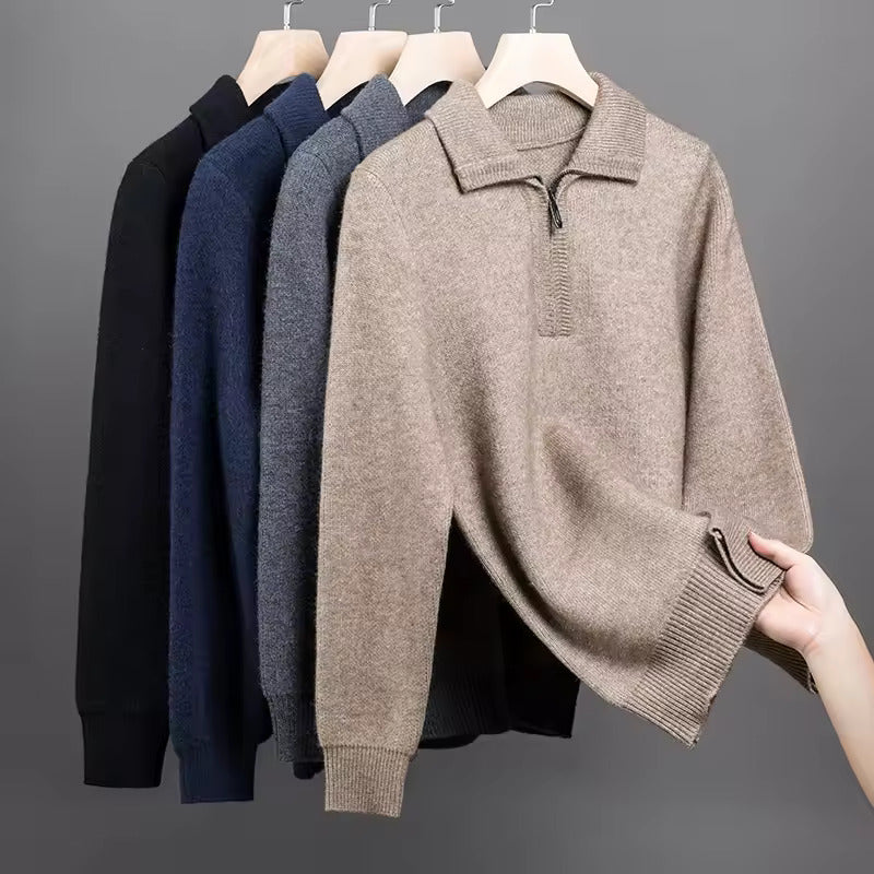 100% CASHMERE QUARTER ZIP SWEATER