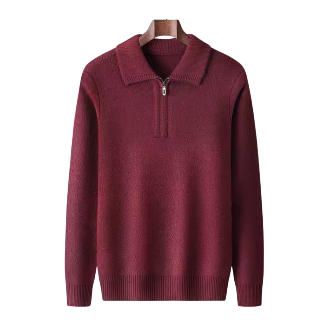 100% CASHMERE QUARTER ZIP SWEATER